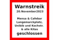 Warnstreik am 20. November – Mensa Langemarckplatz & Kitas geschlossen